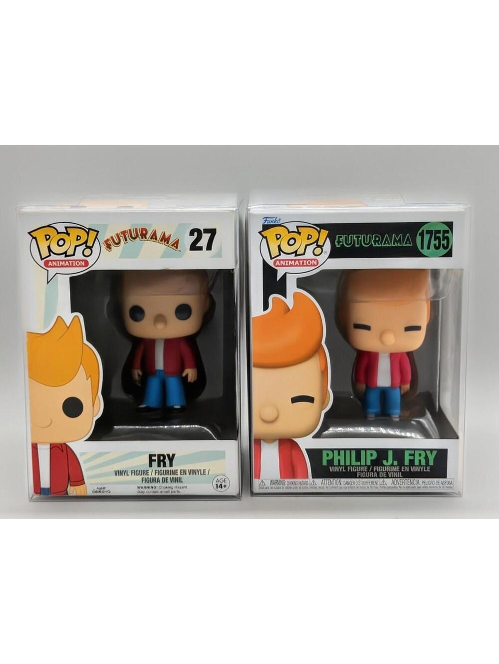 Funko POP! Animation Futurama Fry #27  & Phillip J. Fry #1755 Figure + Protector